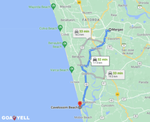 Cavelossim Beach Goa Map