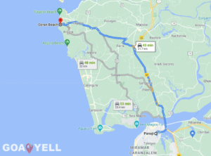 Ozran Beach Goa Map